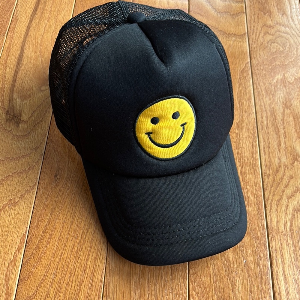 Black Smiley Face Kids Cap